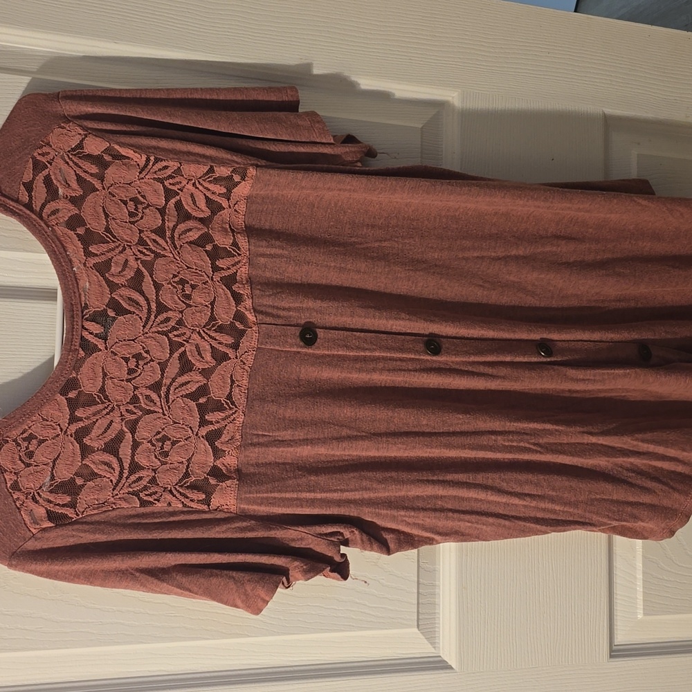 Justify Dusty Rose Lace Accent Top - Picture 4 of 4